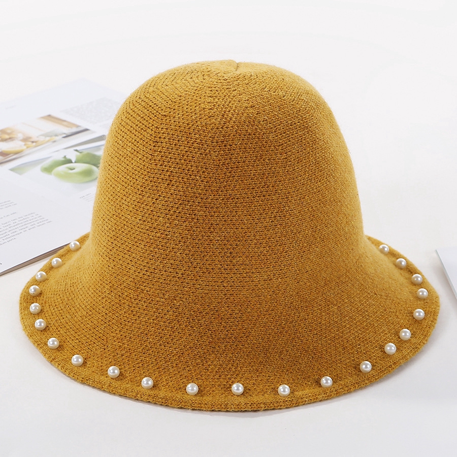 Korean style pearl wide-brimmed hat for women