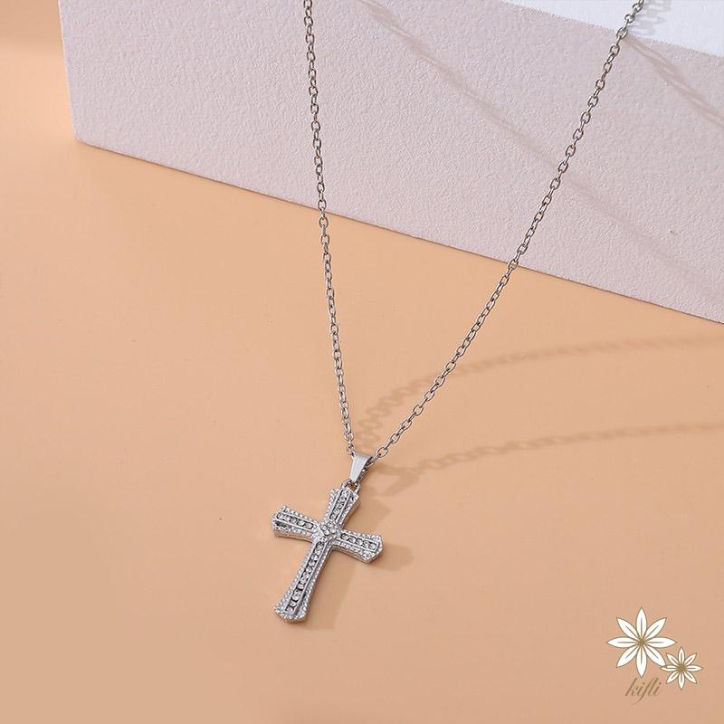 Vòng cổ Mặt Hình Thánh Giá Đính Đá Zircon Thời Trang Cho Nam Và Nữ