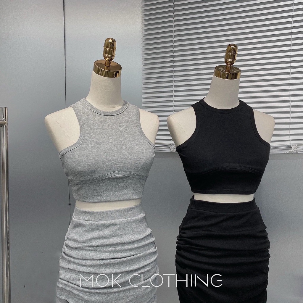 Set Áo Ba Lỗ Kèm Chân Váy Nhún Có Quần Trong