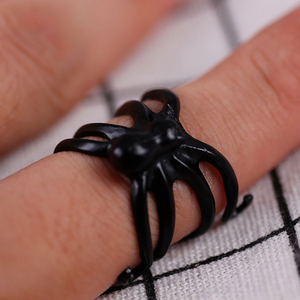 ALLGOODS Gothic Korean Style Ring Trendy Fashion Jewelry Halloween Spider Ring Simulation Animal Male Octopus Opening Ring Simple Hip Hop Women Finger Ring/Multicolor