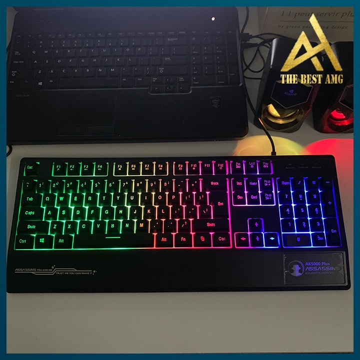 Bàn Phím Máy Tính Gaming Keycap Xuyên Led Đổi Màu Assassins AK5000 Bàn Phím Giả Cơ Laptop Có Dây Keyboard Chơi Game