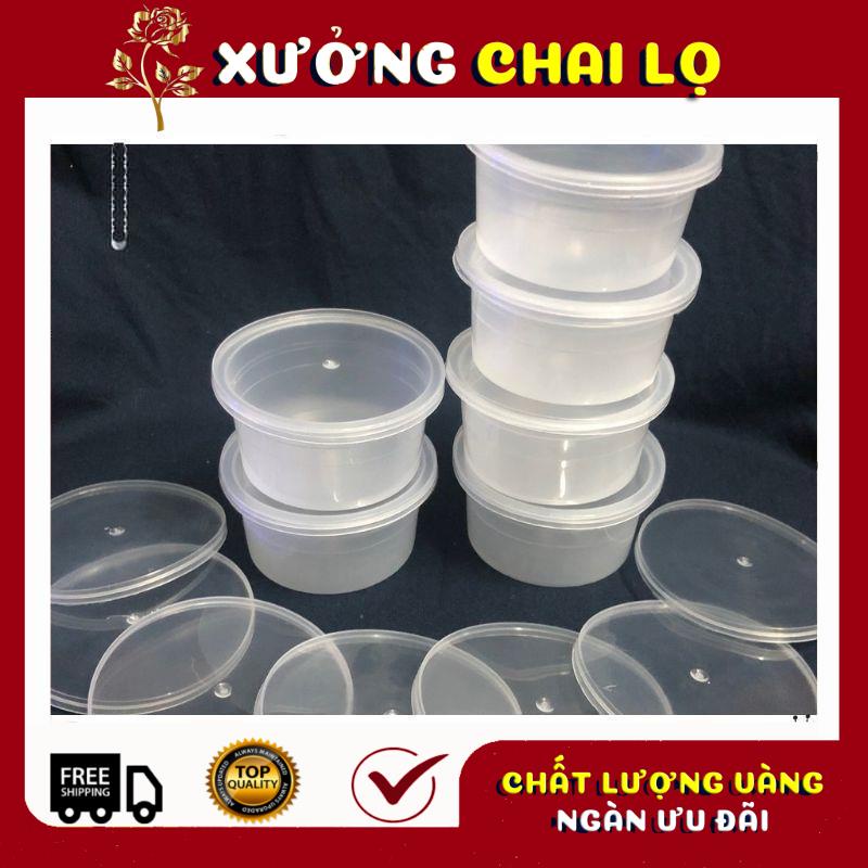Hũ làm caramen, bánh flan, khuôn làm bánh flan có nắp bằng nhựa 100% , phụ kiện du lịch