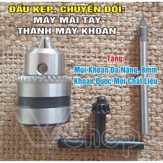 ĐẦU KẸP MŨI KHOAN, CHUYỂN ĐỔI MÁY MÀI TAY SANG MÁY KHOAN