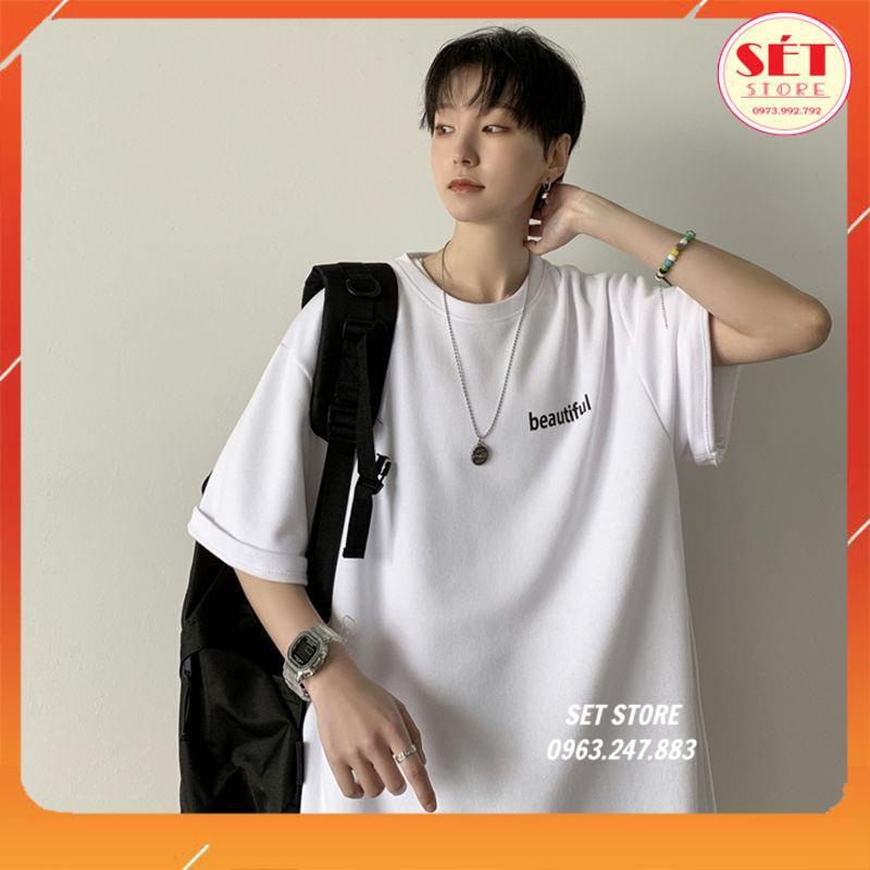 Áo thun nam cổ tròn unisex form rộng Đẹp in chữ BEAUTIFUL 💥ĐEN,TRẮNG,VÀNG,HỒNG,XANH BIỂN,
