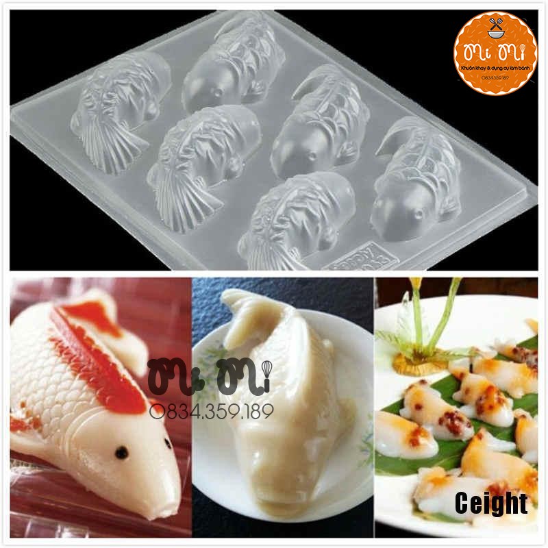Khuôn làm thạch/bánh trôi/ xôi hình cá chép 3D loại nhựa và silicon