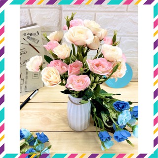 Cành Hoa Hồng lai Rose Peace 10 bông tuyệt đẹp - Hoa lụa cao cấp giống thật 99%