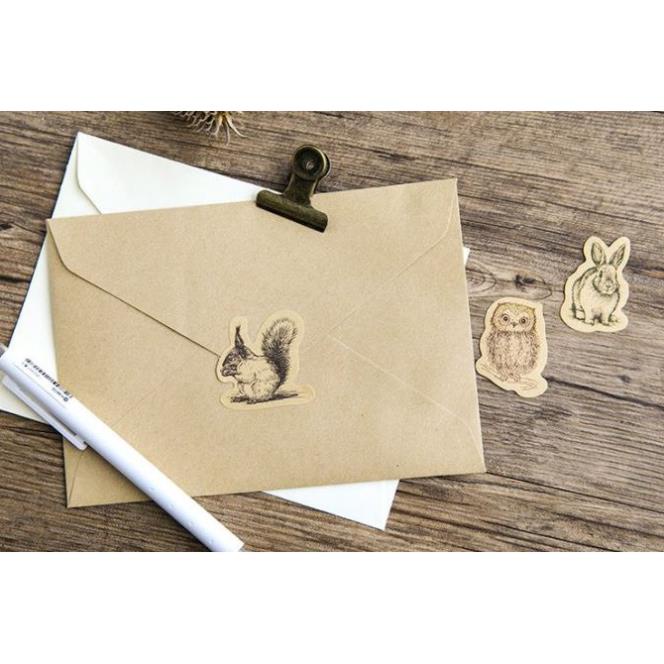 Bộ 46 Sticker tem động vật và hoa lá Trang Trí E53