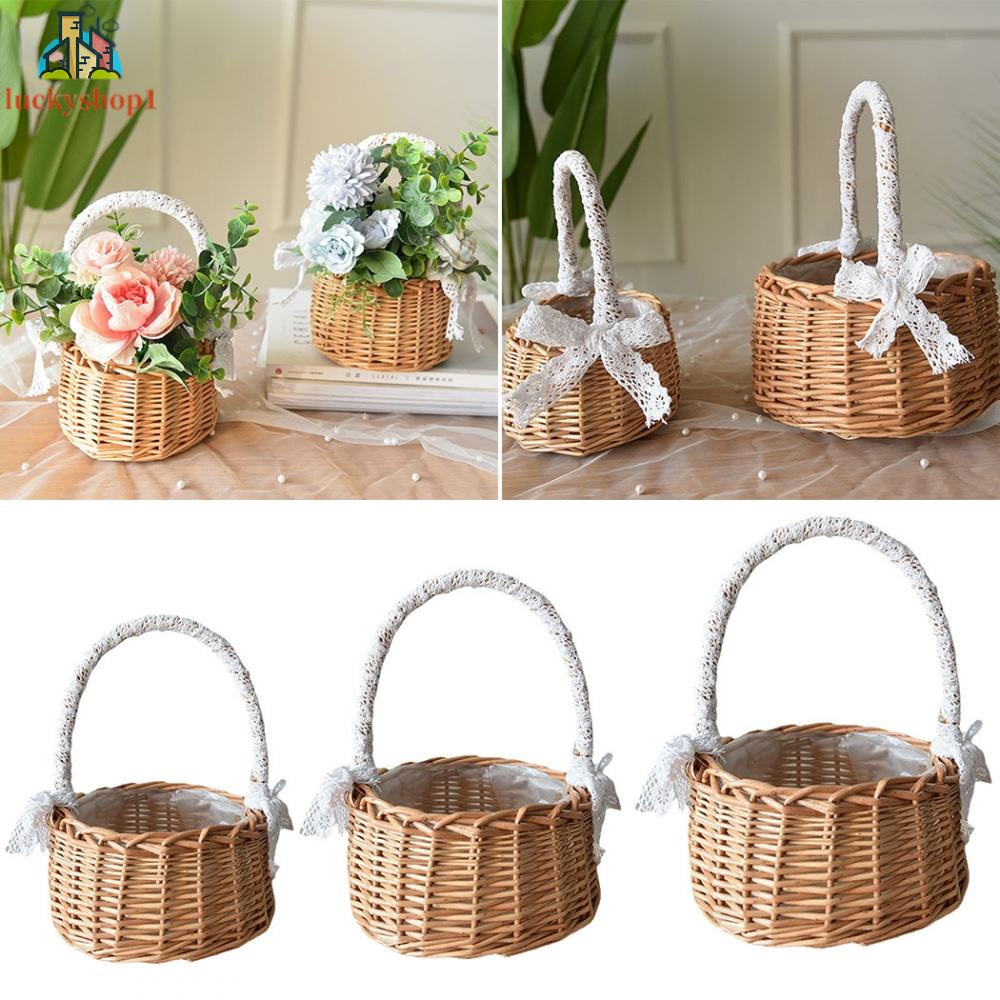 Giỏ Mây Đựng Hoa / Trái Cây Xinh Xắn Tiện Dụng Khi Đi Dã Ngoại