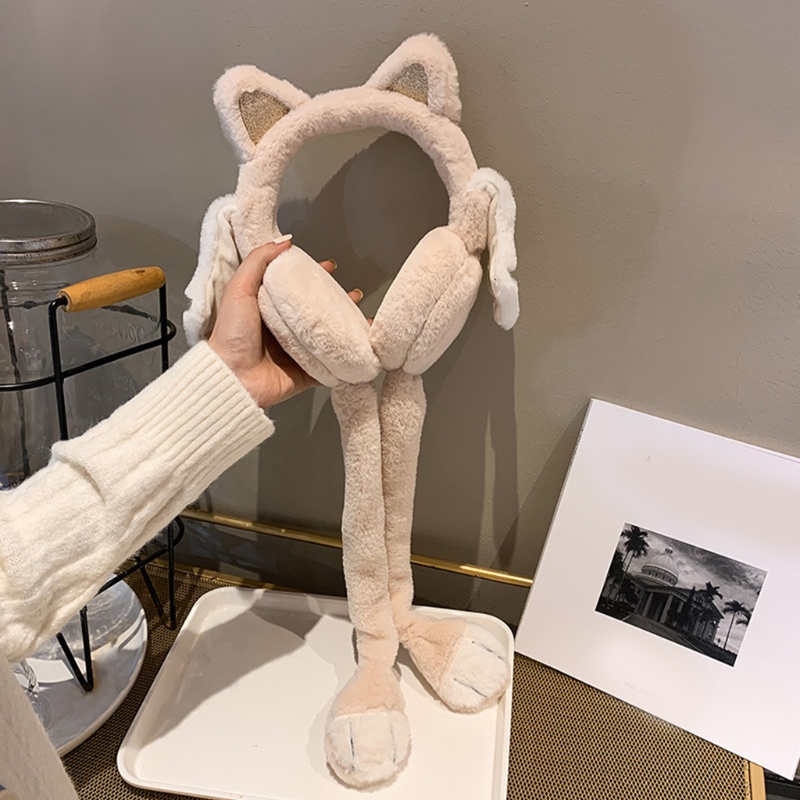 Han Mũ Chụp Tai Di Chuyển Tai Giữ Ấm Mùa Đông Cho Bé Gái Mèo C