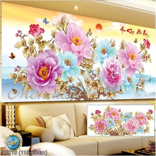 Tranh đính đá Hoa Khai Phú Quý  (Y8218) 💥 kích thước 110*60 cm 📌