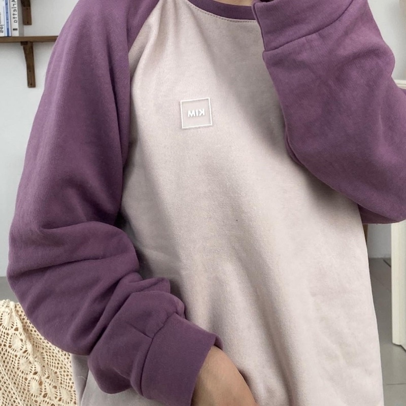 [SW6] KIM - Áo nỉ không mũ 2 màu - Raglan Sweater