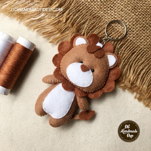 Móc khóa vải nỉ handmade con sư tử