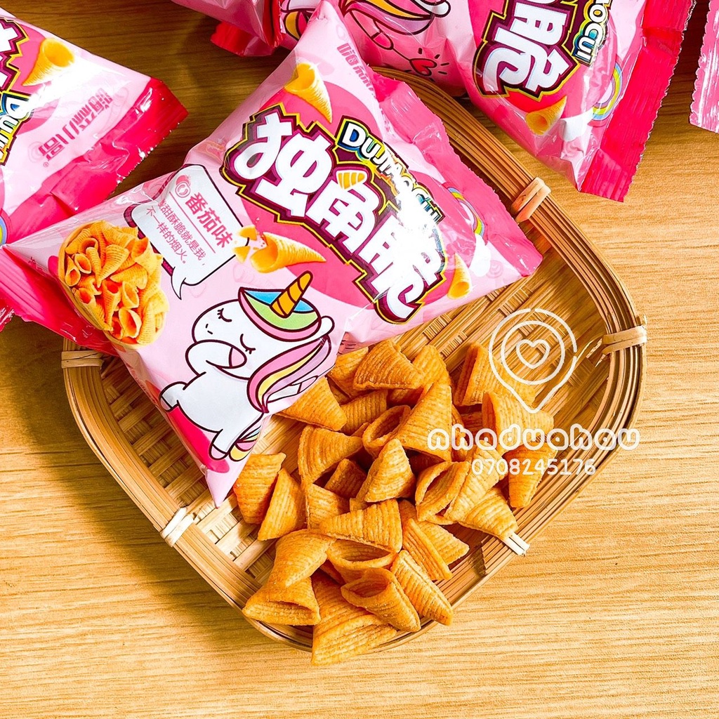 Lẻ một gói snack/ bimbim xoắn ốc hình Ngựa Bảy Màu Unicorn Hongkong gói nhỏ 20gam