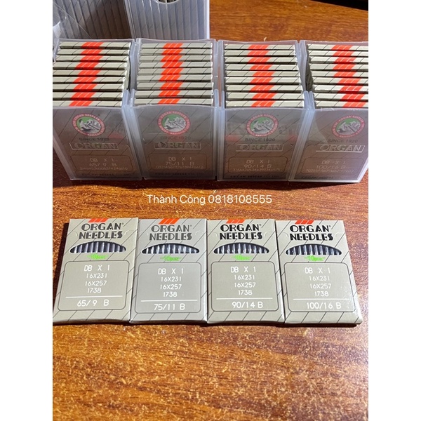 Kim Máy May 1 kim DBx1. Kim DB Nhật Organ dành cho máy 1 kim công nghiêp. Vỉ 10 kim. Đủ số