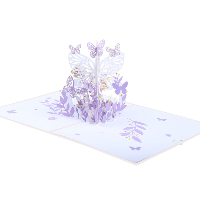 HO 3D Pop-Up Butterfly Flower Basket Greeting Card for Birthday Mother's Day Wedding Party Graduation with Envelope