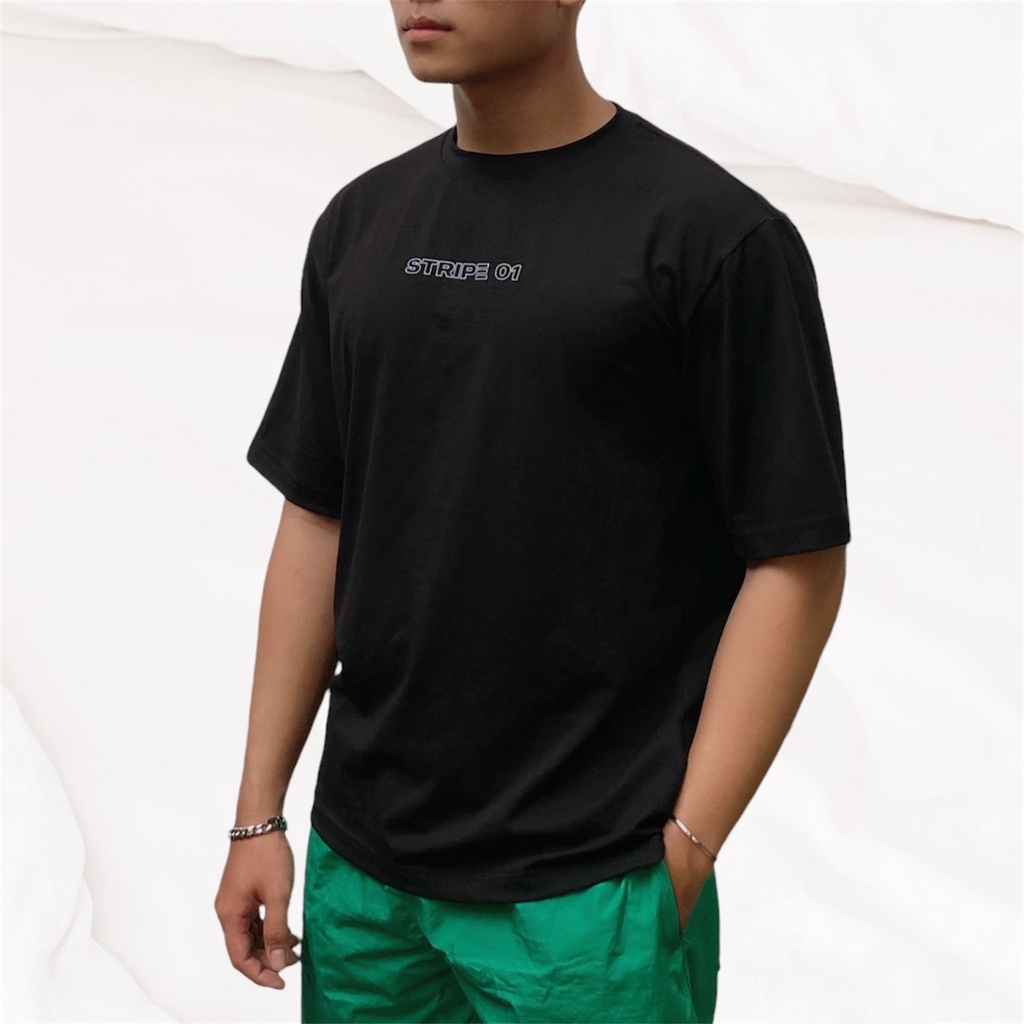 Áo thun unisex form rộng tay lỡ HOOK STRIPE FLEX