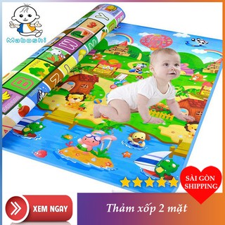 Thảm Xốp 2 Mặt Tập Bò, Tập Đi, Phát Triển IQ Cho Bé 1m8x2m Tặng Giỏ Xách