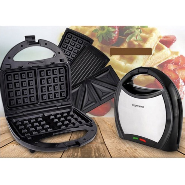 Máy kẹp nướng bánh mì sandwich làm bánh waffle đôi DEAWOO 3 trong 1 nội địa Hàn Quốc