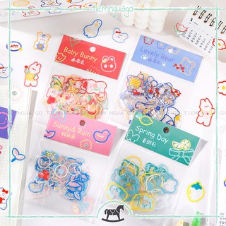 Gói 45 Sticker Pet Viền Màu Maimao Hình Dán Deco Dán Sổ, Trang Trí Bullet Journal - Tiệm Ngựa Gỗ
