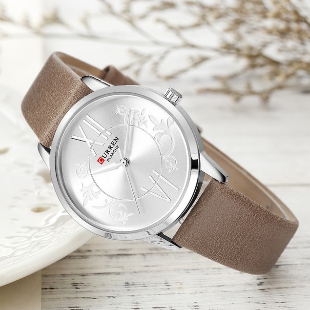 Đồng Hồ Quartz Đeo Tay CURREN 9049 Mặt Kim Dây Đeo Bằng Da Chống Nước Sang Trọng Cho Nữ