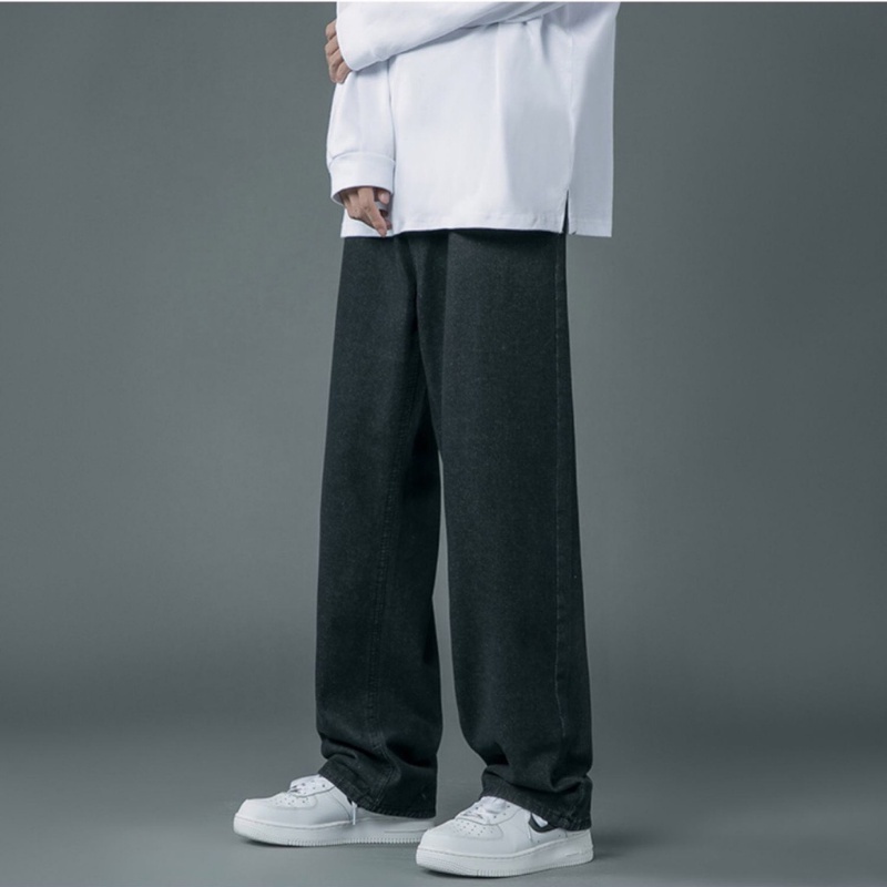 Quần jean trắng nam baggy ống suông rộng dáng đứng vải jeans bò xanh phom xuông cao cấp SR01 hottrend 2022