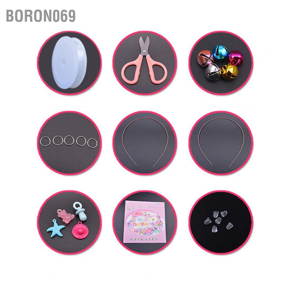 Boron069 9 cái Bộ Đồ Trang Sức Trẻ Em Vòng Tay Làm Hạt Xếp Hình Chơi Tự Giáo Dục với 24 Lưới Cho Bé Gái