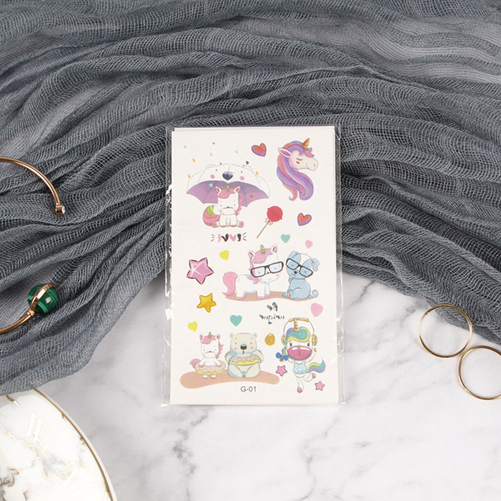 Hw Bộ Hình Xăm Dán Tạm Thời Hình Kỳ Lân Nhiều Màu Cho Trẻ Em