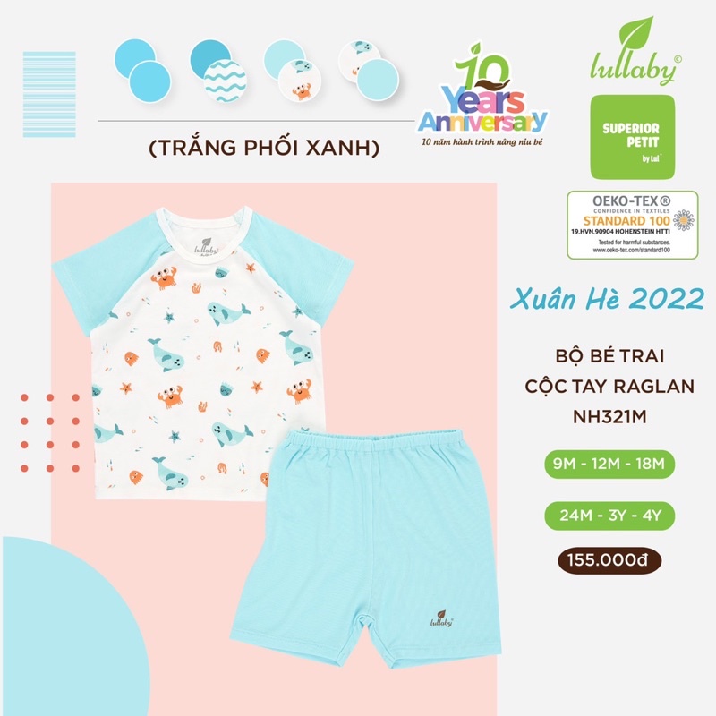 Bộ cộc tay bé trai lullaby pettit