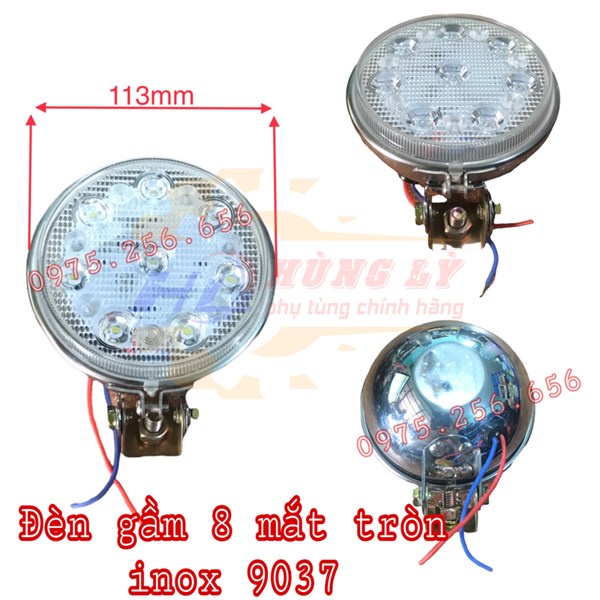 Đèn gầm 8 mắt Trắng tròn inox 9073 phụ tùng ô tô Phụ tùng Hùng Lỳ
