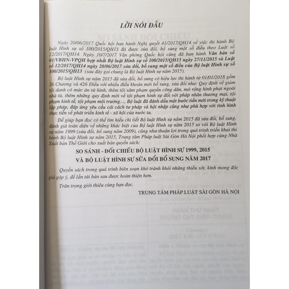 Sách - So sánh đối chiếu bộ luật hình sự 1999, 2015 và Bộ luật hình sự sửa đồi, bổ sung 2017 | BigBuy360 - bigbuy360.vn