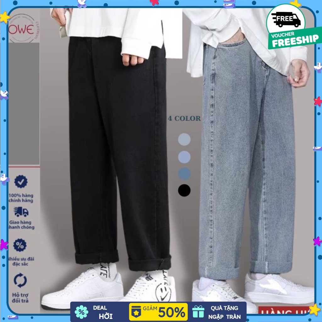Quần jean nam baggy ống suông rộng,Quần bò nam nữ dáng đứng vải jeans bò cao cấp hottrend 2022
