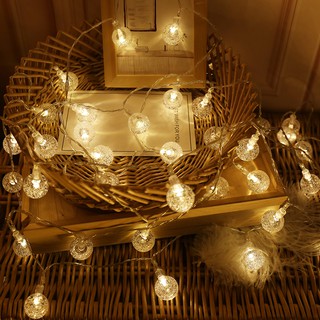 Dây đèn led bóng pha lê cherry ball 6 mét treo tường, trang trí spa, quán cafe (tặng kèm pin tiểu)