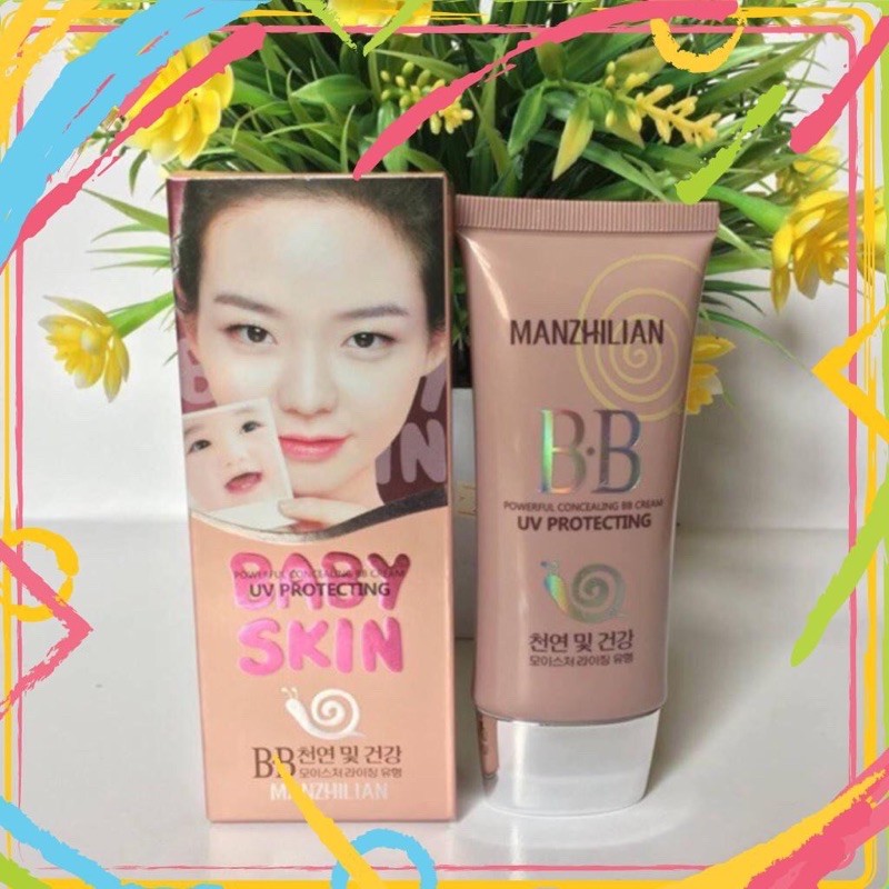 Kem nền BB Baby Skin tinh chất ốc sên lên tông trắng mịn dùng được cho da mụn , da nhạy cảm  [ Bé súp]