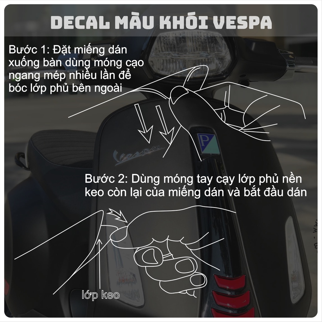 Decal VESPA SPINT - PRIMAVERA Bảo vệ đèn XI NHAN CHÓA ĐÈN MÀU KHÓI