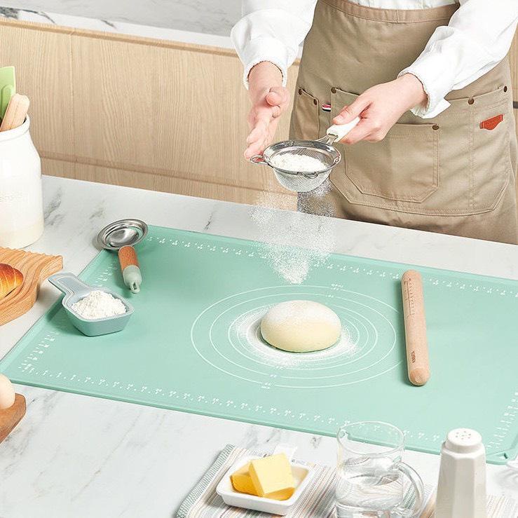 Thảm Nhào Nặn Làm Bánh, Tấm Lót Nhào Bột Slicone Chống Dính Chịu Nhiệt Màu Pastel Kích Thước 30x40cm