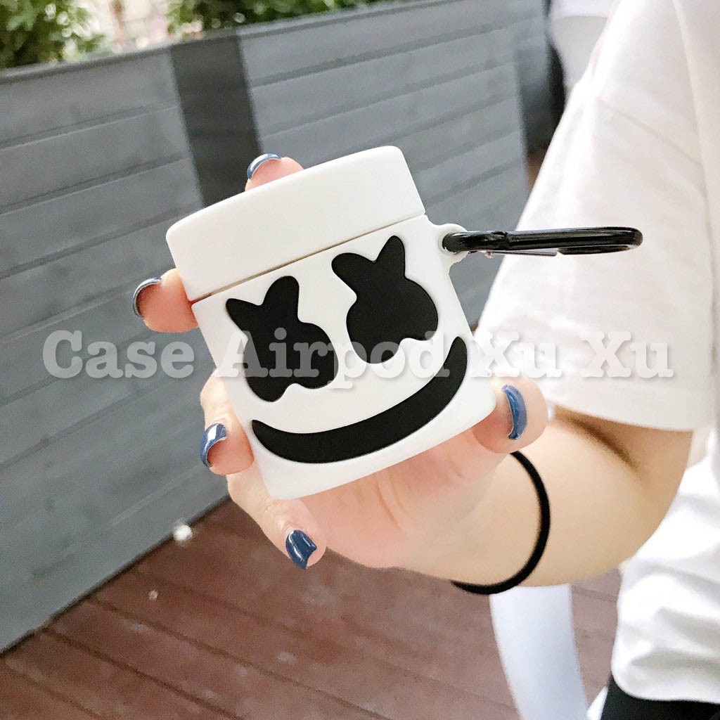 [[Hàng Loại 1]] Ốp tai nghe Airpod 1/2, Airpods Pro Hình DJ Marshmello mặt cười silicon in 3D sắc nét.