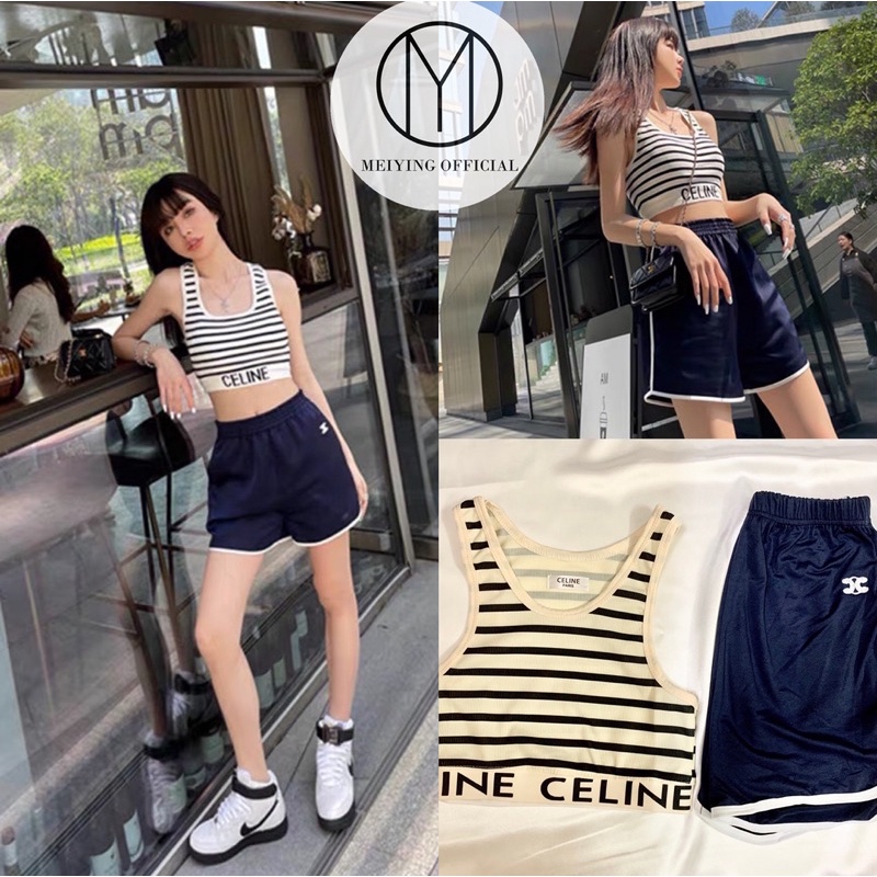 Bộ đồ thể thao, set đồ tập gym nữ, set đồ nữ cá tính (ảnh thật, video). Áo croptop nữ, quần sooc nữ