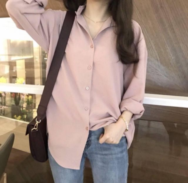 Sơ mi nữ tay dài hồng công sở