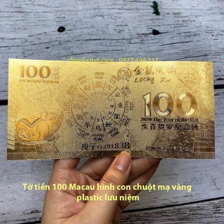 Tờ 100 Macao Hình Con Chuột Mạ Vàng Lưu Niệm 2020 - Quà tặng dịp tét Canh Tý 2020 - TMT Collection - Ms 272