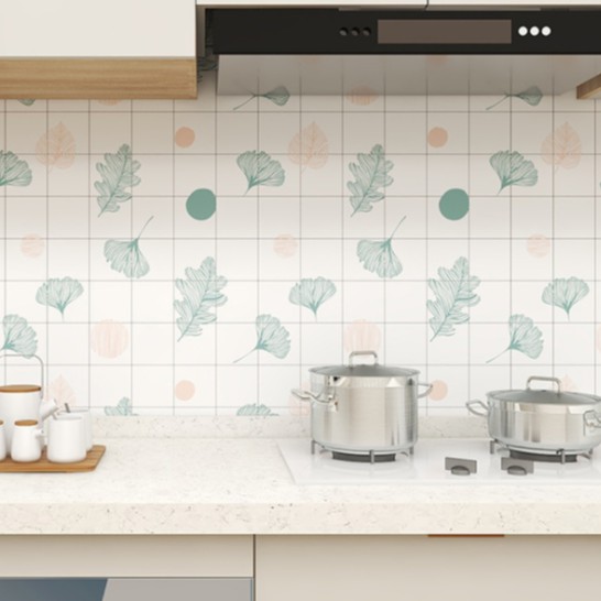 Decal dán tường bếp CHIẾC LÁ XINH khổ rộng 60cm ( giá bán 1 mét dài tới )