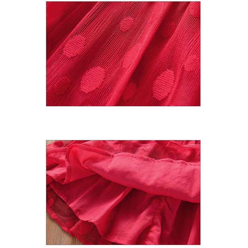 Đầm Xoè Tulle Màu Đỏ Cho Bé Gái