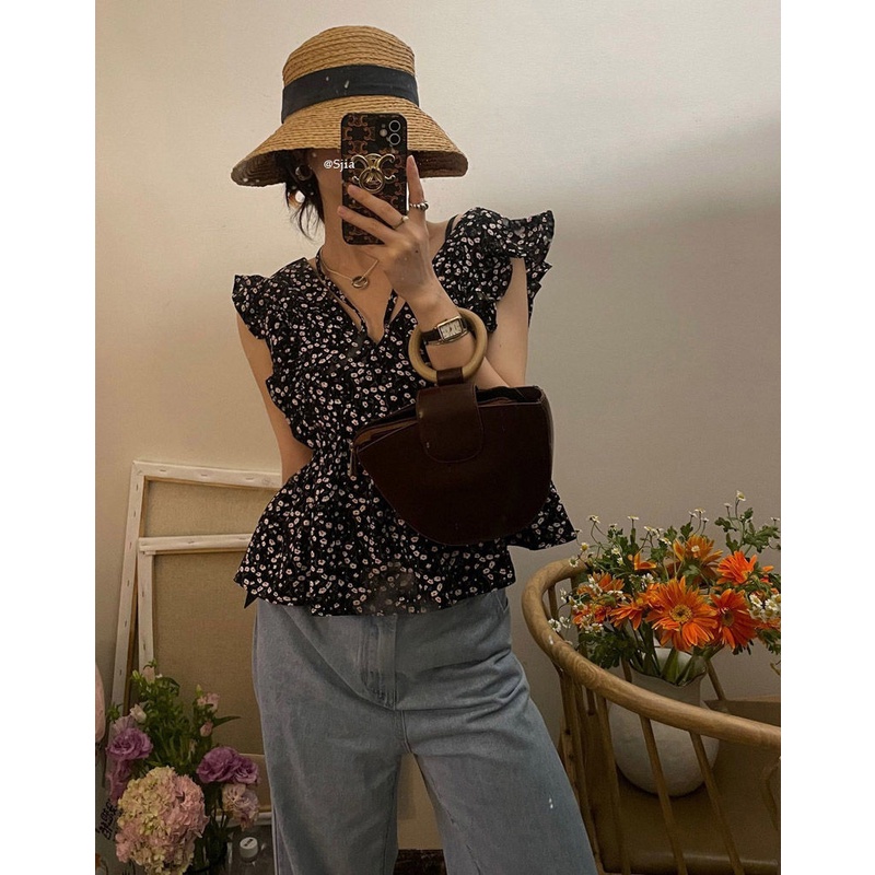 Áo Sơ Mi Hoa Không Tay Thời Trang Hàn Quốc Xinh Xắn