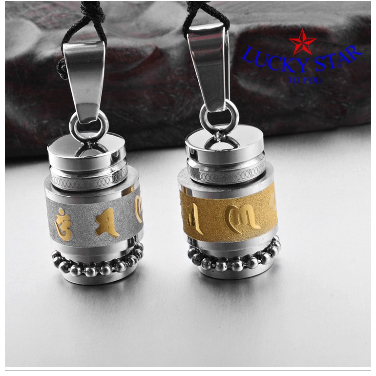 Dây chuyền xoay OM MANI PADME HUM bên trong chứa Lăng Nghiêm Kinh