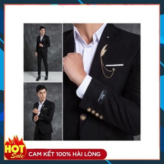 Bộ vest nam màu đen hàng cao cấp 1 khuy full size [Áo vest + Quần]