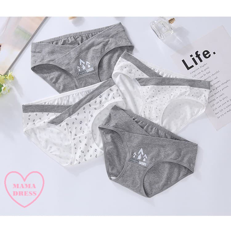 [3 NGÀY GIÁ SỐC] Set 4 QUẦN LÓT BẦU CẠP CHÉO EnjoyPreg MAMADRESS chất cotton co giãn 4 chiều cho mẹ bầu và sau sinh