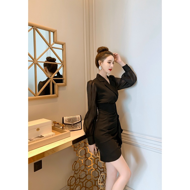 🔥𝒩𝑒𝓌 𝒜𝓋𝒶𝒾𝓁𝒶𝒷𝓁ℯ 𝒾𝓃 𝓈𝓉ℴ𝓇ℯ ⚜️ Đầm body CỔ VEST tay dài EO CÁCH ĐIỆU