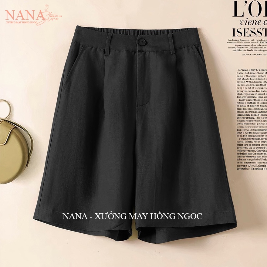 Quần đùi đũi nữ ống rộng lưng thun chun mặc ở nhà - Quần short nữ ống rộng cạp cao khóa thật vải đũi xước mềm đi biển | BigBuy360 - bigbuy360.vn