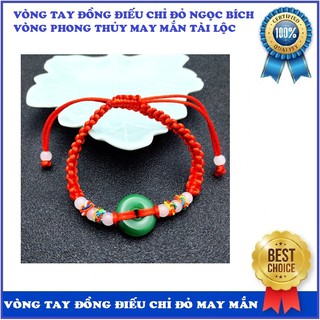 Vòng tay mặt đồng điếu xanh lá, chỉ đỏ mang lại may mắn, gia tăng tài lộc