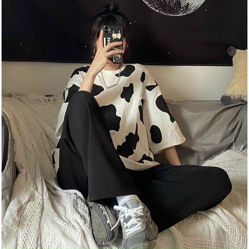 Áo thun tay lỡ bò sữa form rộng unisex duới 75kg | BigBuy360 - bigbuy360.vn