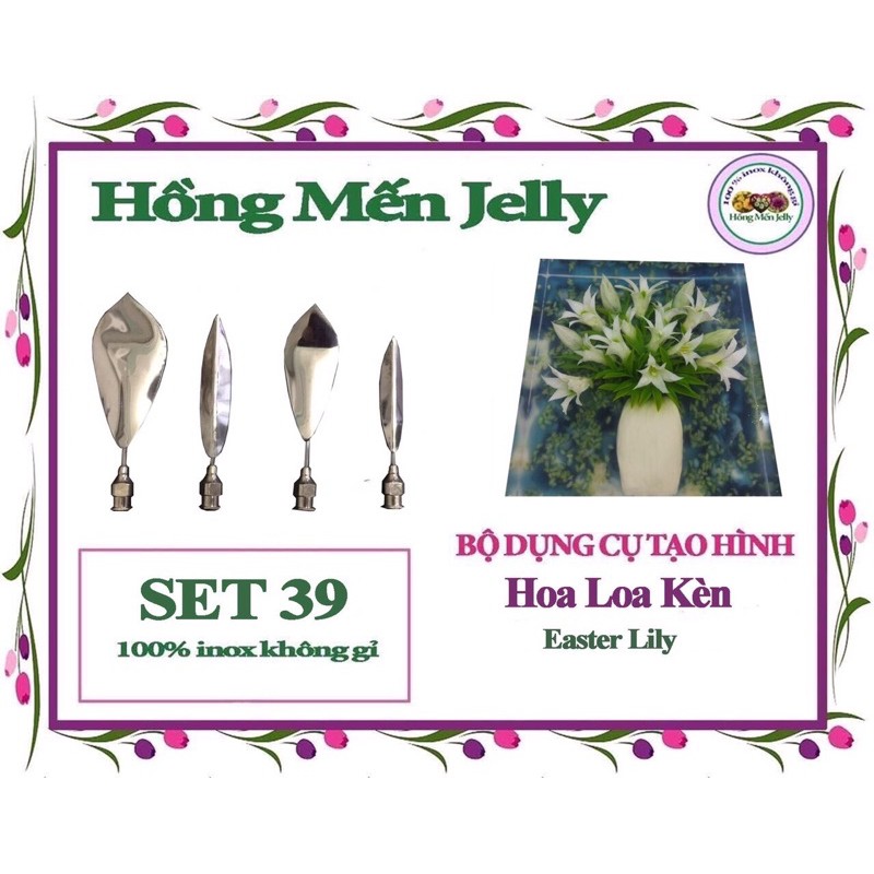 Bộ Dụng cụ làm thạch 3D thiết kế Theo các Mẫu Hoa như thật gồm 4Kim